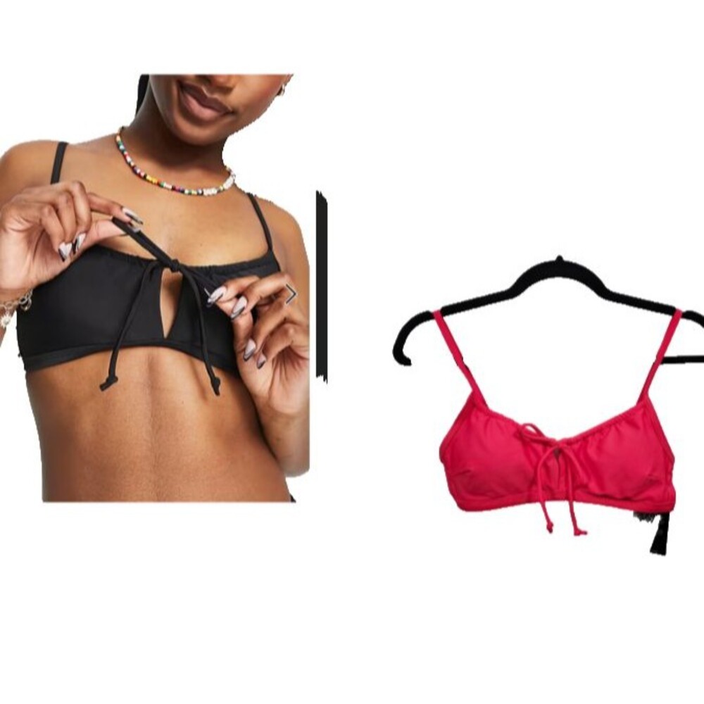 New Look cut out ruched detail bikini top in Coral NWT Womens Size US 4 UK 8